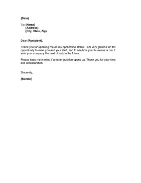 Rejection Response Letter Business Form Template