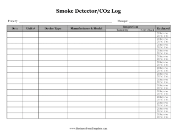 Rental Unit Smoke Detector CO2 Log Business Form Template