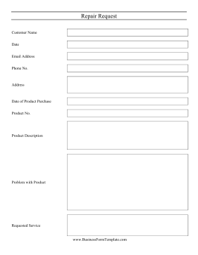 Repair Request Business Form Template