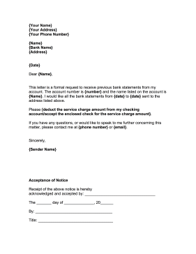 Request For Bank Statement Business Form Template