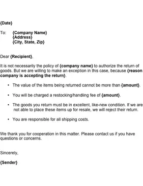 Authorization to Return Items Business Form Template