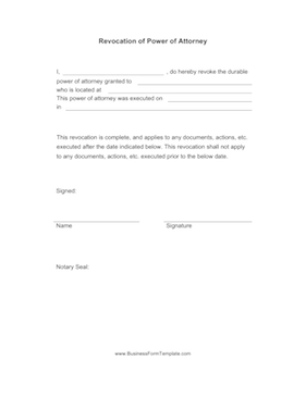 Revocation of Power of Attorney Business Form Template