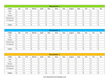 Roommate Utilities Tracker Business Form Template