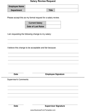 Salary Review Request Business Form Template