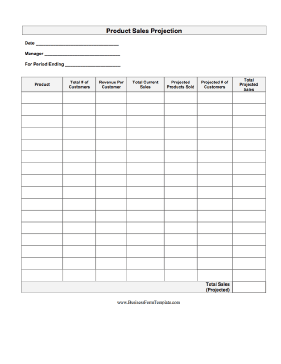 Sales Projection Business Form Template