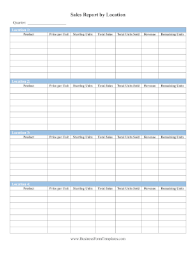 Sales Report By Location Business Form Template