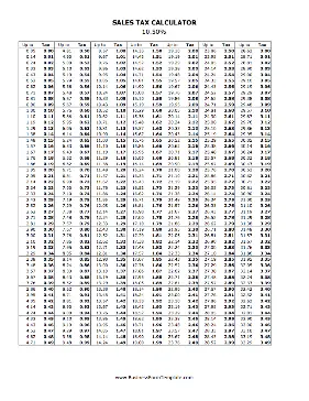 10.5% Sales Tax Calculator Business Form Template