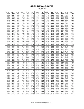 11.7% Sales Tax Calculator Business Form Template