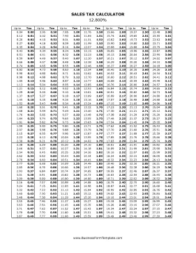 12.8% Sales Tax Calculator Business Form Template