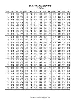 13.3% Sales Tax Calculator Business Form Template