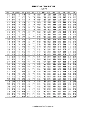 14.7% Sales Tax Calculator Business Form Template