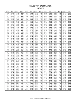 14.9% Sales Tax Calculator Business Form Template