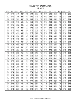 15.1% Sales Tax Calculator Business Form Template