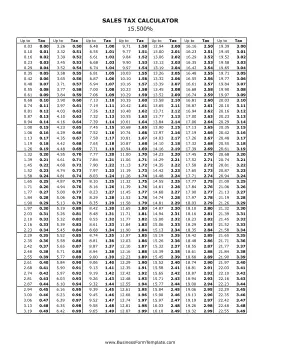 15.5% Sales Tax Calculator Business Form Template