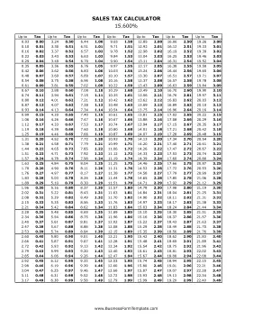 15.6% Sales Tax Calculator Business Form Template