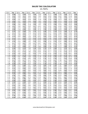 15.7% Sales Tax Calculator Business Form Template