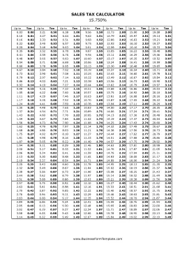 15.75% Sales Tax Calculator Business Form Template