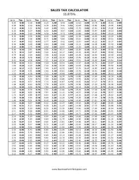 15.875% Sales Tax Calculator Business Form Template