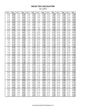 16.125% Sales Tax Calculator Business Form Template