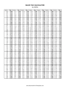 16.25% Sales Tax Calculator Business Form Template