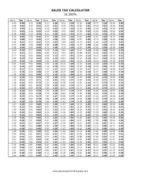 16.3% Sales Tax Calculator Business Form Template