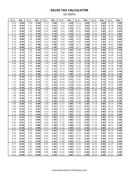 16.4% Sales Tax Calculator Business Form Template