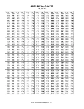 16.75% Sales Tax Calculator Business Form Template