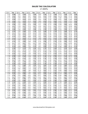 17% Sales Tax Calculator Business Form Template