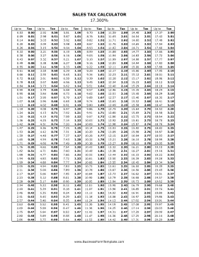 17.3% Sales Tax Calculator Business Form Template