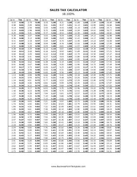 18.1% Sales Tax Calculator Business Form Template