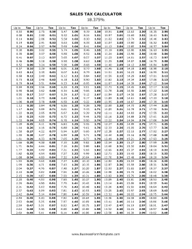 18.375% Sales Tax Calculator Business Form Template