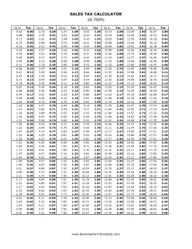 18.7% Sales Tax Calculator Business Form Template