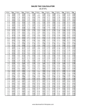 18.875% Sales Tax Calculator Business Form Template