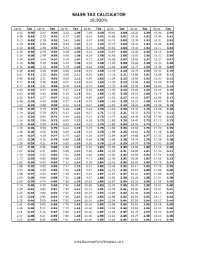 18.9% Sales Tax Calculator Business Form Template