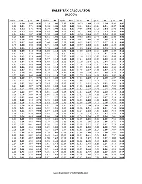 19% Sales Tax Calculator Business Form Template