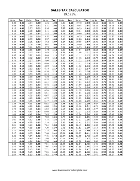 19.125% Sales Tax Calculator Business Form Template