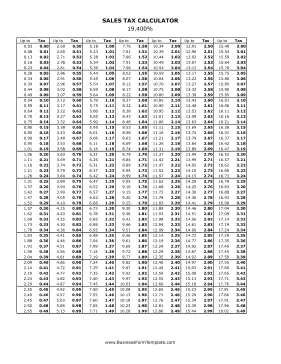 19.4% Sales Tax Calculator Business Form Template