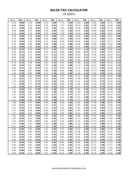 19.5% Sales Tax Calculator Business Form Template