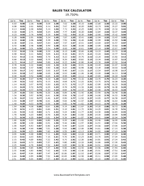 19.75% Sales Tax Calculator Business Form Template