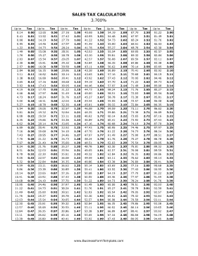 3.7% Sales Tax Calculator Business Form Template