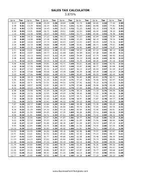 3.875% Sales Tax Calculator Business Form Template