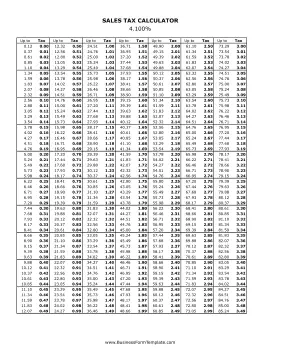 4.1% Sales Tax Calculator Business Form Template