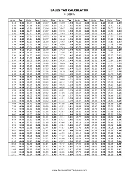 4.3% Sales Tax Calculator Business Form Template