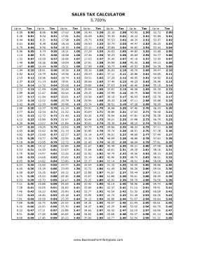 5.7% Sales Tax Calculator Business Form Template