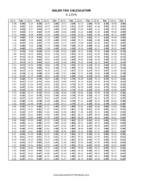 6.125% Sales Tax Calculator Business Form Template