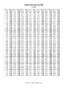6.5% Sales Tax Calculator Business Form Template