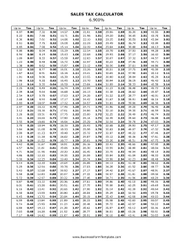 6.9% Sales Tax Calculator Business Form Template