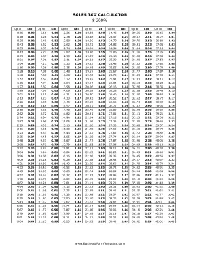 8.2% Sales Tax Calculator Business Form Template