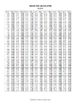 8.25% Sales Tax Calculator Business Form Template