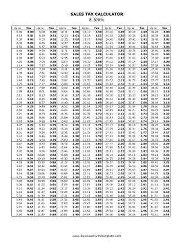 8.3% Sales Tax Calculator Business Form Template